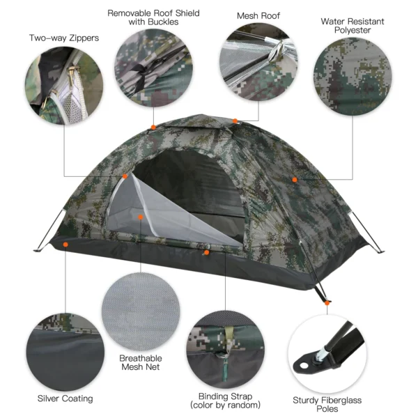 ultralight camping tent for 1-2 people with UPF 30+ protection. Portable and easy to set up, ideal for summer outdoor adventures.