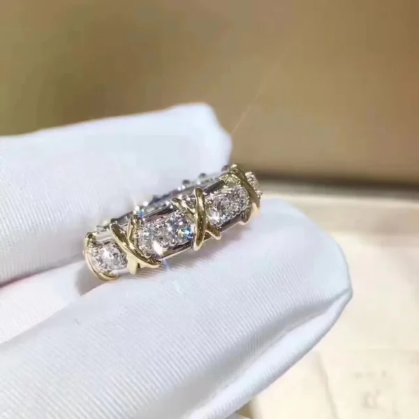 10K Gold Sterling Silver Ring with 4mm Lab Diamond – Unisex Engagement & Wedding Band - Image 2