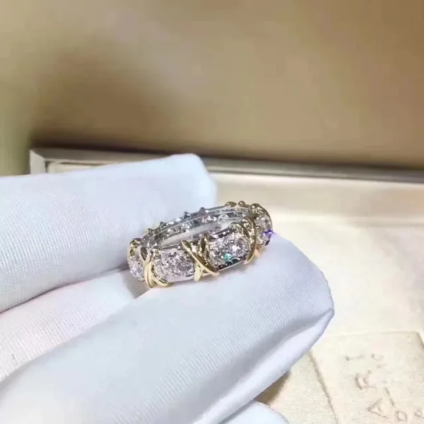 10K Gold Sterling Silver Ring with 4mm Lab Diamond – Unisex Engagement & Wedding Band - Image 4