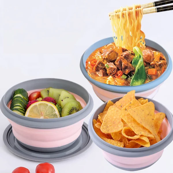 Portable Folding Silicone Lunch Box Bowl Set – 3-Piece Collapsible Food Container Set for Outdoor Adventures - Image 6