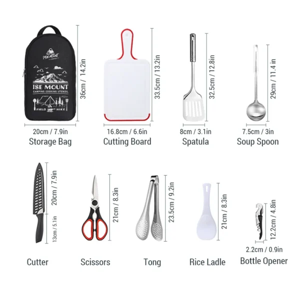 9-Piece Stainless Steel Portable Travel Utensils Set – Ideal Camping Kitchenware for Outdoor Adventures - Image 5