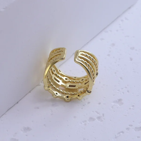 2024 Stainless Steel Sun Ring for Women – 18K Gold Plated with Natural Stone Inlay, Trendy Hollow Design - Image 6