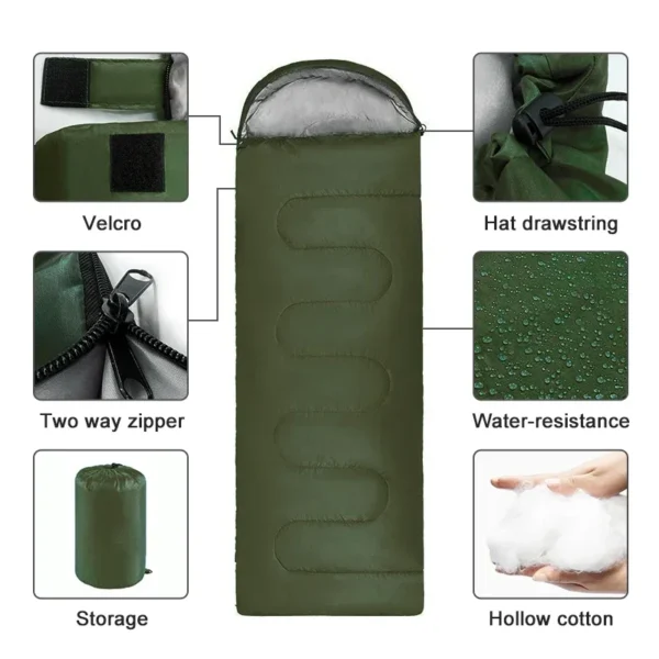 Ultralight Waterproof 4-Season Camping Sleeping Bag – Envelope Style for Outdoor Hiking & Travel - Image 4