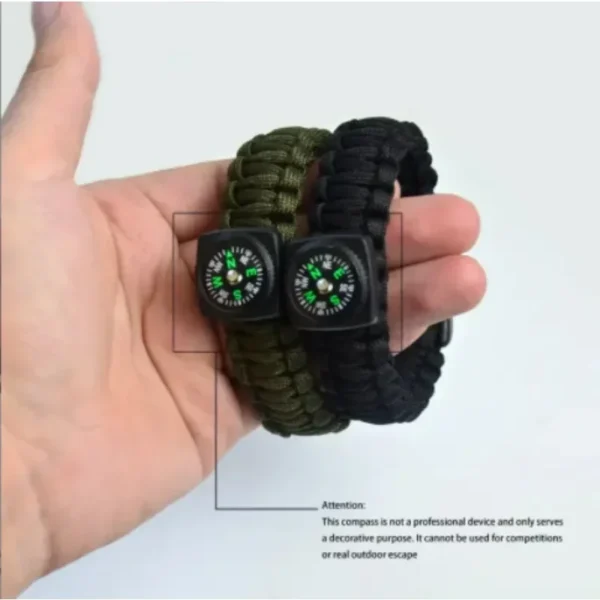 7-Core Paracord Survival Bracelet with Compass, Whistle, and Emergency Tools - Image 4