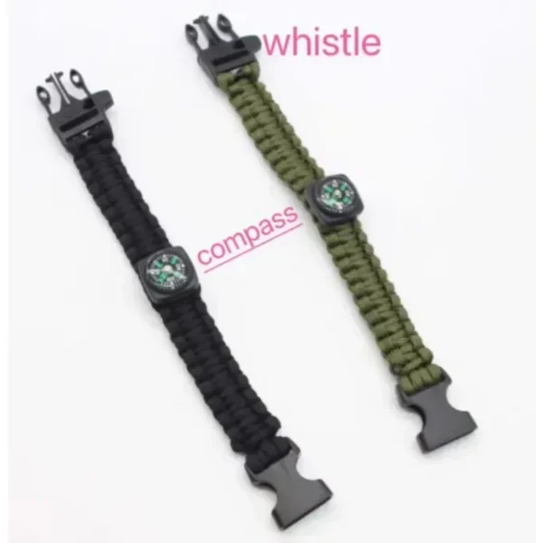 7-Core Paracord Survival Bracelet with Compass, Whistle, and Emergency Tools - Image 3