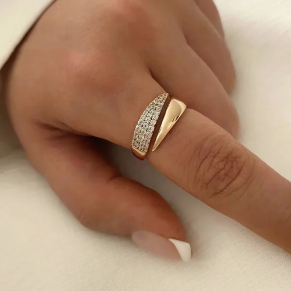 2024 Trendy 18K Gold-Plated Sun Rings for Women – Natural Stone Inlaid Hollow Metal Texture Jewelry - Image 2