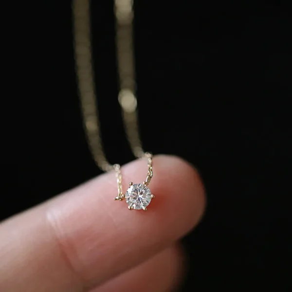 Elegant 14k Gold Plated Necklace for Women, featuring a sparkling zircon pendant. Crafted from high-quality S925 sterling silver, this trendy necklace is adjustable and perfect for engagements, weddings, or any special occasion.