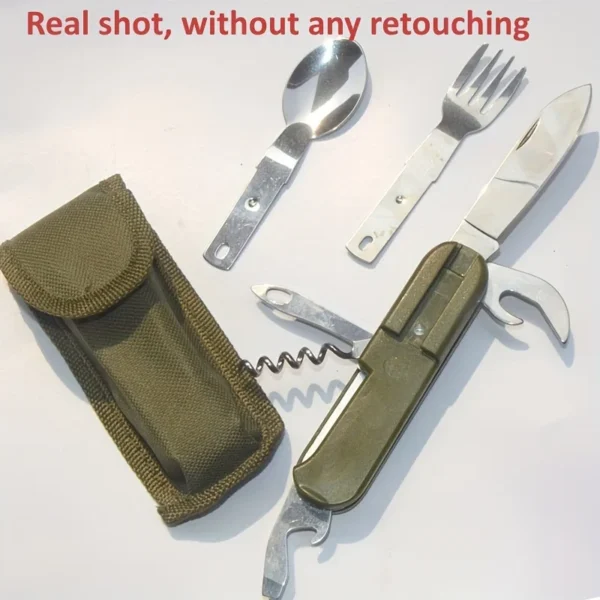 Stainless Steel 7-in-1 Folding Tableware Set – Compact and Durable for Outdoor Adventures - Image 2