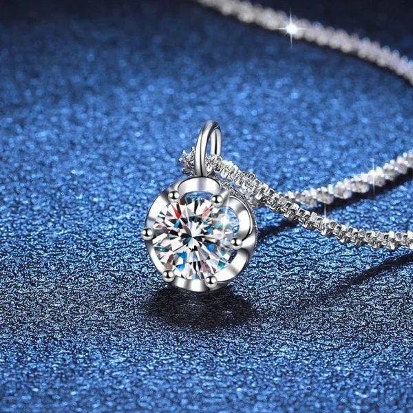 2ct Moissanite Necklace Pendant for Women - S925 Sterling Silver Wedding & Party Necklace with Lab-Grown Diamond Gemstone - Image 4