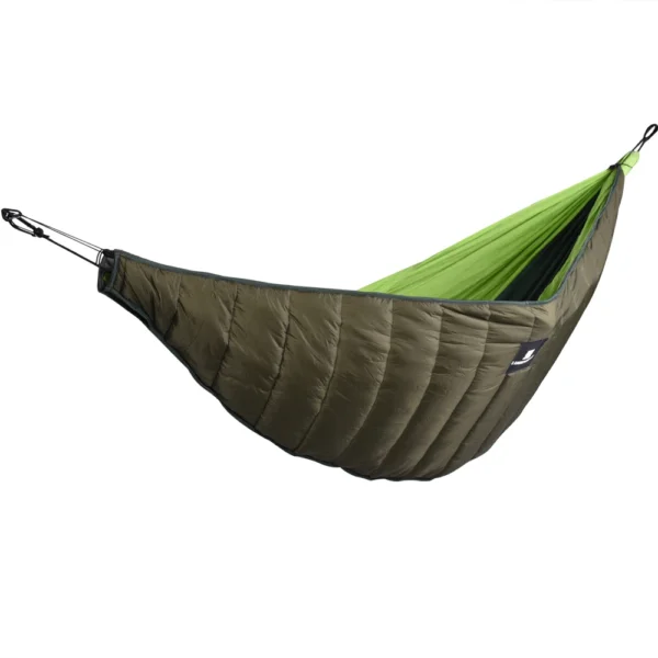 Ultralight hammock underquilt for cold weather with winter warmth, perfect for camping and hiking. Keeps you comfortable in temperatures as low as -20℃.