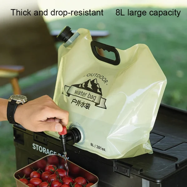 Outdoor Collapsible Water Bag with Faucet - 7.5L & 8L Large Capacity for Camping and Hiking - Image 2