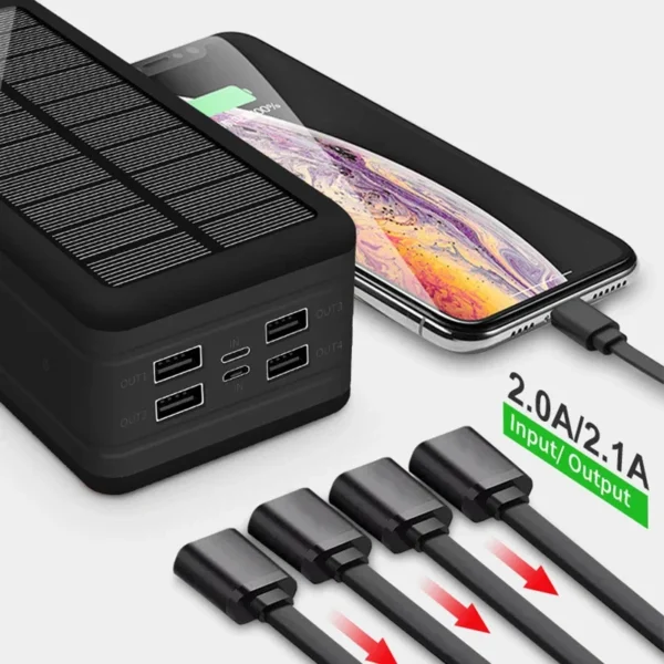100000mAh Magnetic Wireless Power Bank - Ultra-Fast Charging 4-USB Portable Solar Charger with LED Light for Xiaomi, iPhone, and More - Image 3