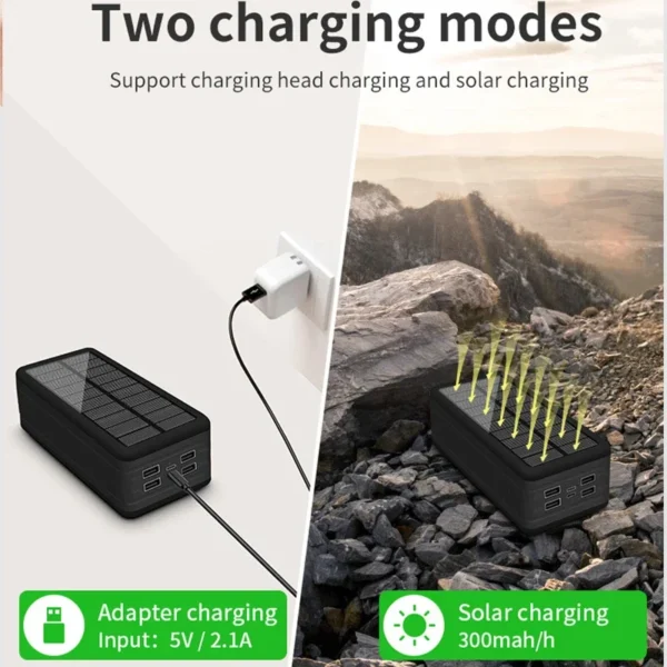 100000mAh Magnetic Wireless Power Bank - Ultra-Fast Charging 4-USB Portable Solar Charger with LED Light for Xiaomi, iPhone, and More - Image 4