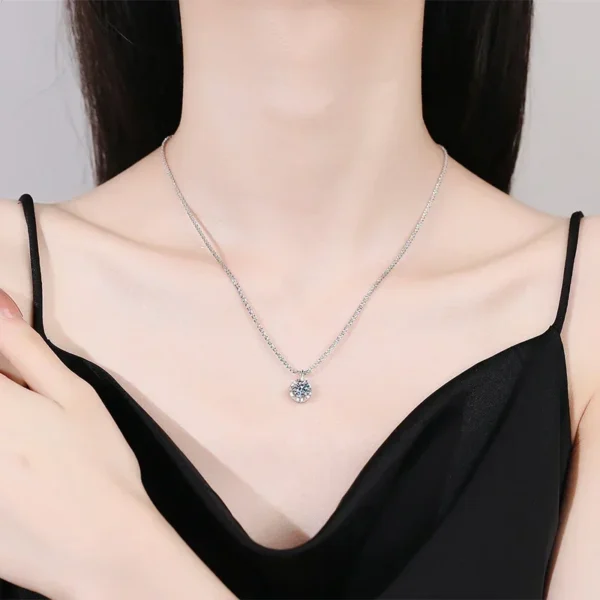 2ct Moissanite Necklace Pendant for Women - S925 Sterling Silver Wedding & Party Necklace with Lab-Grown Diamond Gemstone - Image 5