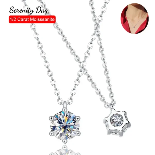 Shine with elegance in this Moissanite Pendant Necklace for Women, crafted from 925 sterling silver and featuring a dazzling 1ct D Color Moissanite stone. Perfect for weddings, anniversaries, or as a thoughtful gift, this necklace offers brilliance and timeless beauty