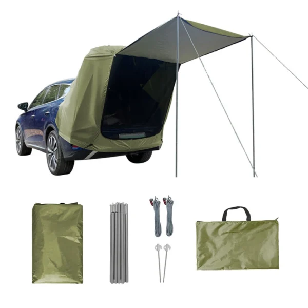 Easy-to-setup outdoor car rear tent providing sun and rain protection with a canopy for camping, picnics, and road trips. Durable, spacious, and portable for all your outdoor adventures.