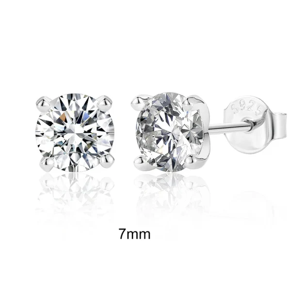 Elegant Moissanite Ear Stud Earrings for Women - 925 Sterling Silver Sparkling Piercing Fine Jewelry - Image 5