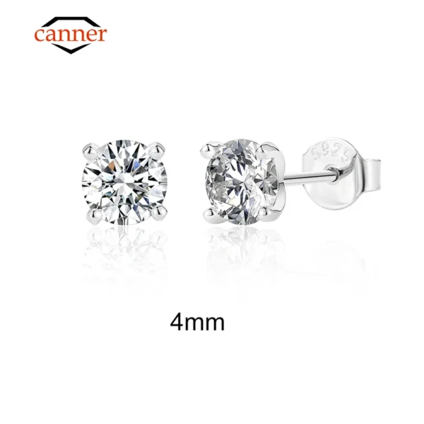 Elegant Moissanite Ear Stud Earrings for Women - 925 Sterling Silver Sparkling Piercing Fine Jewelry - Image 2