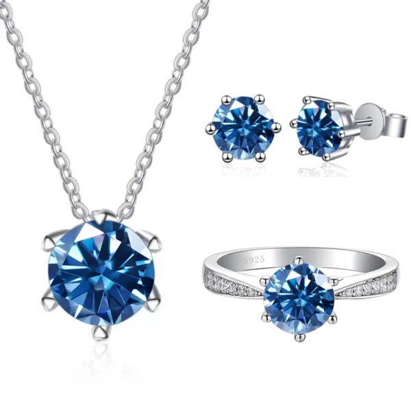 Moissanite Jewelry Set with 1CT D Color VVS Moissanite – Luxury 925 Sterling Silver Wedding Gift - Image 2