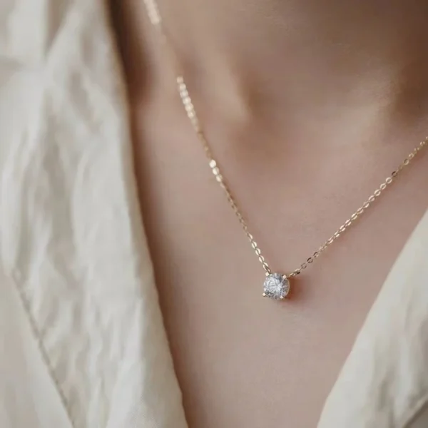 Shop the S925 Pure Silver 18K Gold Pendant Necklace for Women. Featuring a stunning 6mm zircon stone in a star-shaped design, this elegant necklace is perfect for anniversaries and special occasions. A timeless gift crafted from sterling silver and plated with 18K gold