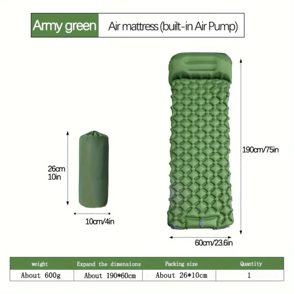 Ultralight Inflatable Camping Mattress with Built-in Pump and Pillows – Perfect for Hiking and Outdoor Comfort - Image 6