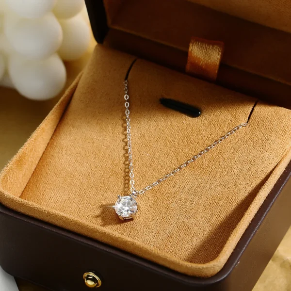 Moissanite Pendant Necklace for Women – S925 Silver Bridal Jewelry, Wedding & Anniversary Gift - Image 5