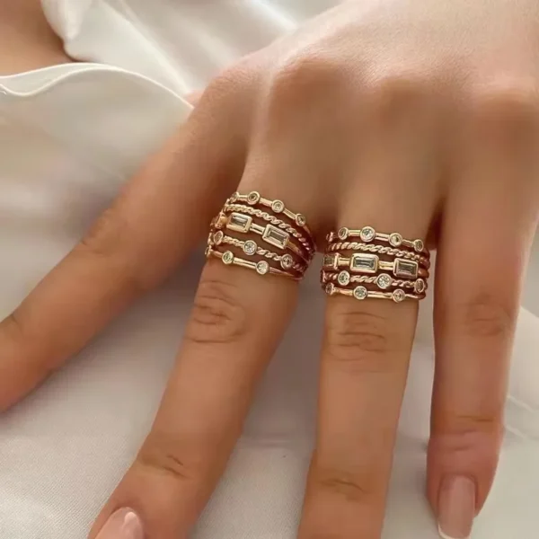 2024 Stainless Steel Sun Ring for Women – 18K Gold Plated with Natural Stone Inlay, Trendy Hollow Design - Image 2