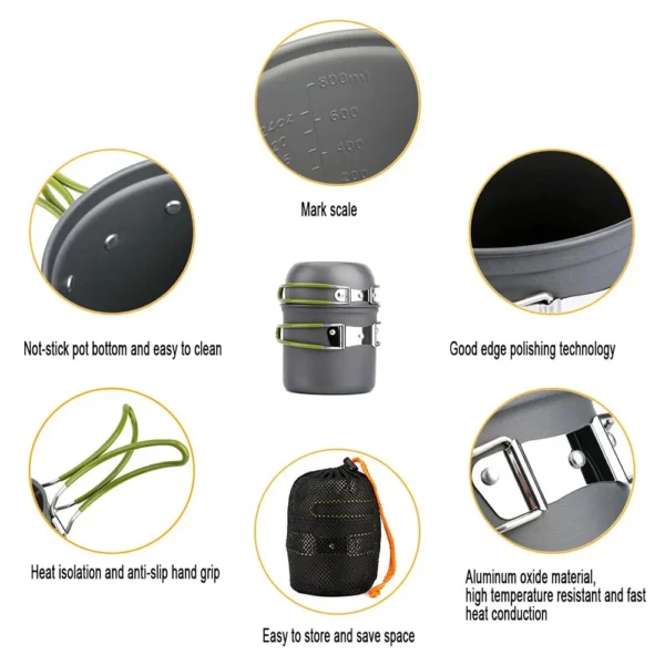 LISM Portable Camping Pots Cookware Set – Lightweight and Durable Cooking Gear for Outdoor Adventures - Image 5