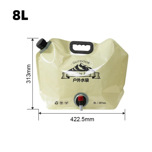 Outdoor Collapsible Water Bag with Faucet - 7.5L & 8L Large Capacity for Camping and Hiking - Image 3