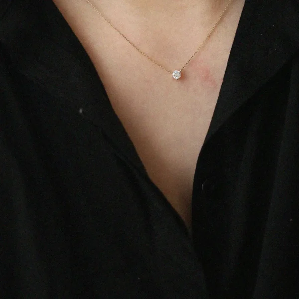 925 Sterling Silver 14k Gold Plated Necklace for Women – Versatile Single Sparkling Zircon Clavicle Chain Wedding Jewelry - Image 5