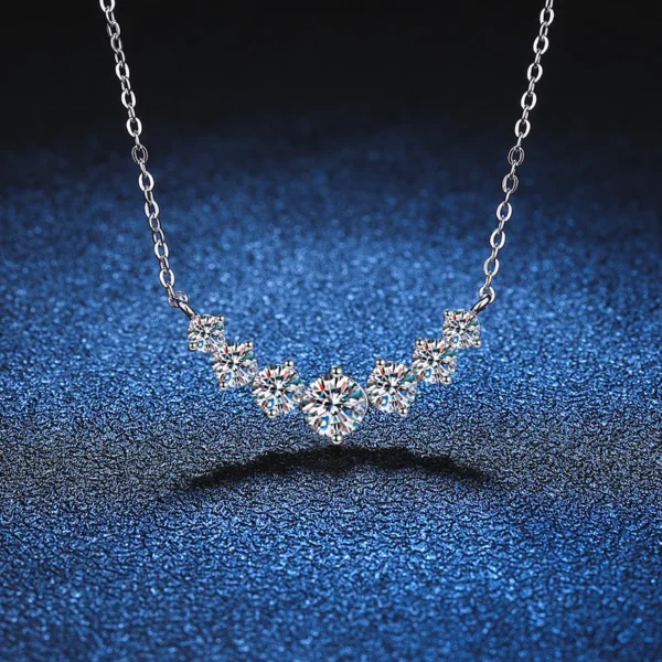 Moissanite Necklace for Women – 925 Sterling Silver Plated 18k White Gold Wedding Jewelry with Certificate - Image 2
