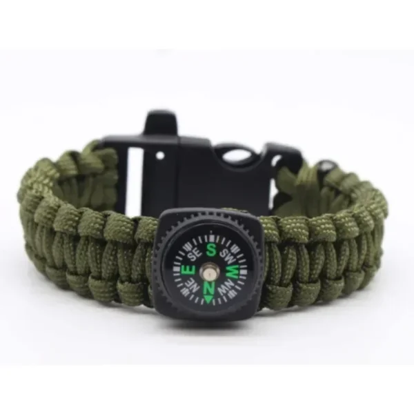 Stay prepared with this 7-Core Paracord Survival Bracelet, featuring a compass, whistle, and 600lb strength cord for camping and hiking safety.