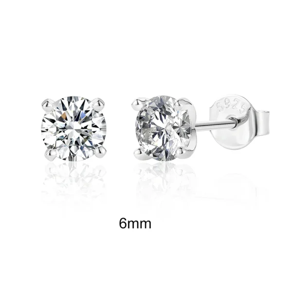 Elegant Moissanite Ear Stud Earrings for Women - 925 Sterling Silver Sparkling Piercing Fine Jewelry - Image 3