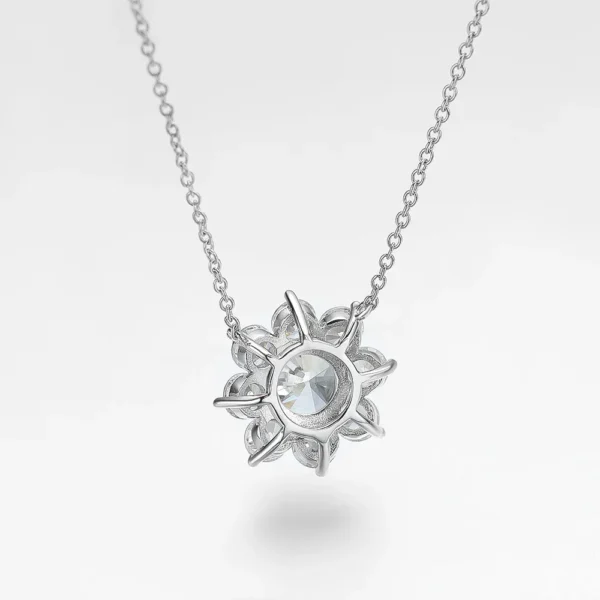 925 Sterling Silver Sunflower Moissanite Jewelry Set - Pendant Necklace & Earrings - Image 3