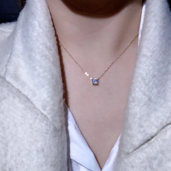 S925 Pure Silver 18K Gold Pendant Necklace with Single Diamond & Zircon – Elegant Multi-Functional Six-Claw Design, Perfect Gift for Women - Image 3