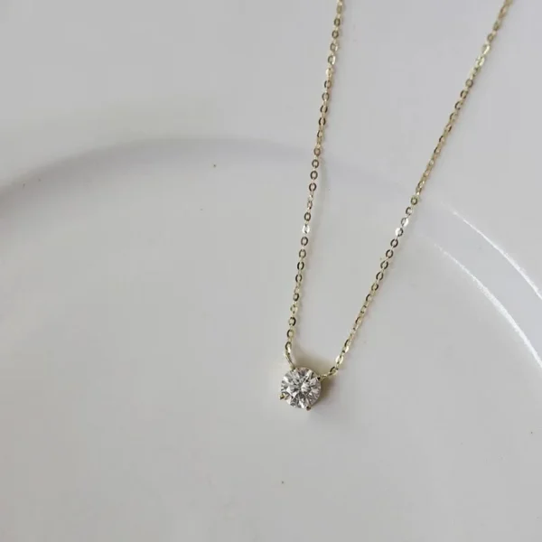 S925 Pure Silver 18K Gold Pendant Necklace with Single Diamond & Zircon – Elegant Multi-Functional Six-Claw Design, Perfect Gift for Women - Image 4