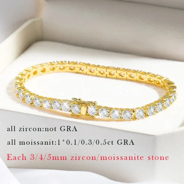 18k Gold Plated Bracelet, Moissanite Tennis Bracelet, S925 Sterling Silver Jewelry, Wedding Gift Bracelet, Certified Jewelry - Image 2