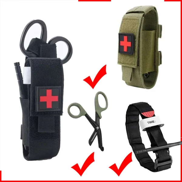 Tactical combat tourniquet for outdoor survival, hiking, and emergencies. Quick, reliable hemorrhage control with adjustable compression. Compact and essential for first aid kits.