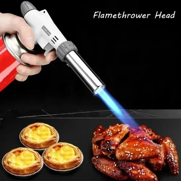 High-quality portable butane torch with adjustable flame, ideal for BBQ, camping, and welding. Durable and easy to use for outdoor cooking and precision tasks.