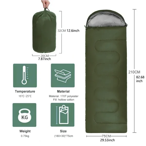 Ultralight Waterproof 4-Season Camping Sleeping Bag – Envelope Style for Outdoor Hiking & Travel - Image 6