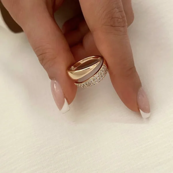 2024 Trendy 18K Gold-Plated Sun Rings for Women – Natural Stone Inlaid Hollow Metal Texture Jewelry - Image 5