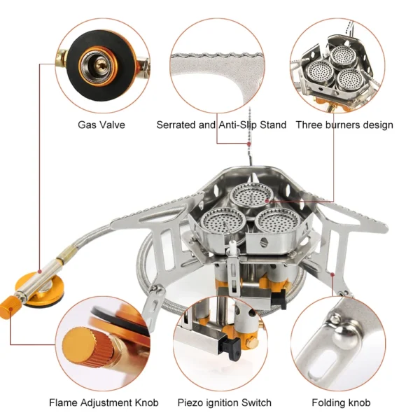 Camping Tourist Gas Stove – High-Power Portable Outdoor Cooking Burner - Image 3