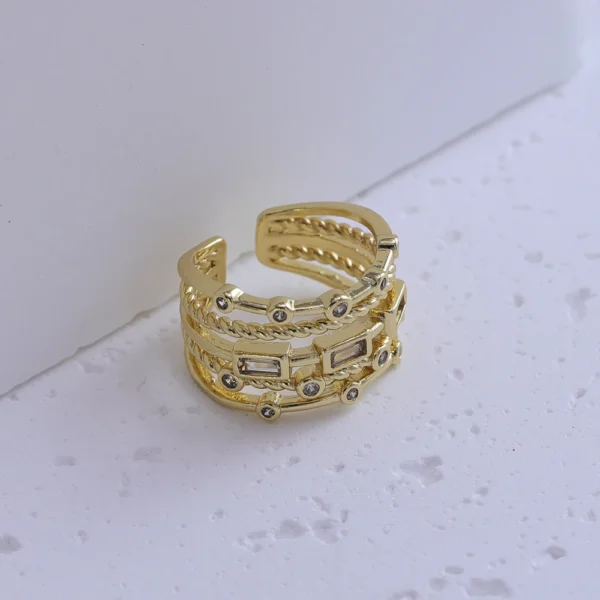 2024 Stainless Steel Sun Ring for Women – 18K Gold Plated with Natural Stone Inlay, Trendy Hollow Design - Image 5
