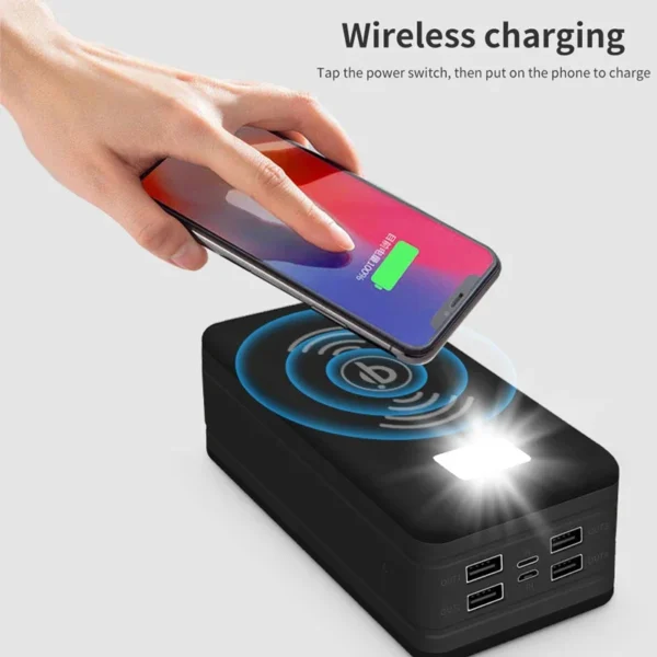 100000mAh Magnetic Wireless Power Bank - Ultra-Fast Charging 4-USB Portable Solar Charger with LED Light for Xiaomi, iPhone, and More - Image 5