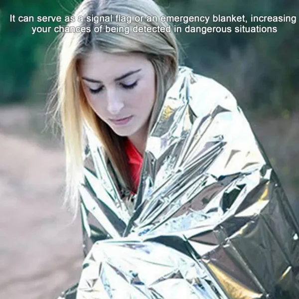 Emergency Thermal Survival Blanket – Waterproof, Aluminum Foil Space Blanket for Camping, Rescue & Outdoor Adventures - Image 2