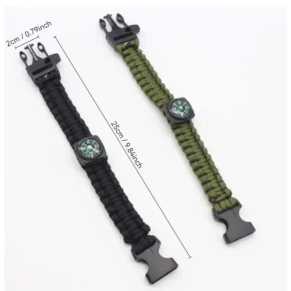 7-Core Paracord Survival Bracelet with Compass, Whistle, and Emergency Tools - Image 2