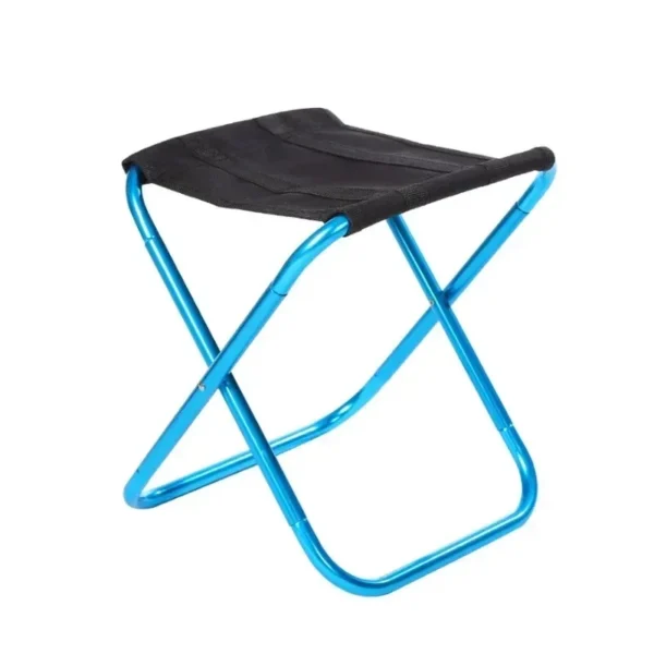 Compact and portable folding fishing chair made of durable aluminum alloy. Ideal for camping, picnics, and fishing trips. Lightweight and easy to carry.