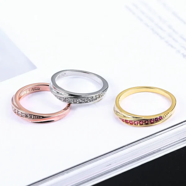 Elegant Rose Gold Wedding Ring for Women – Simple Cubic Zirconia Fashion Jewelry for Lovers - Image 5