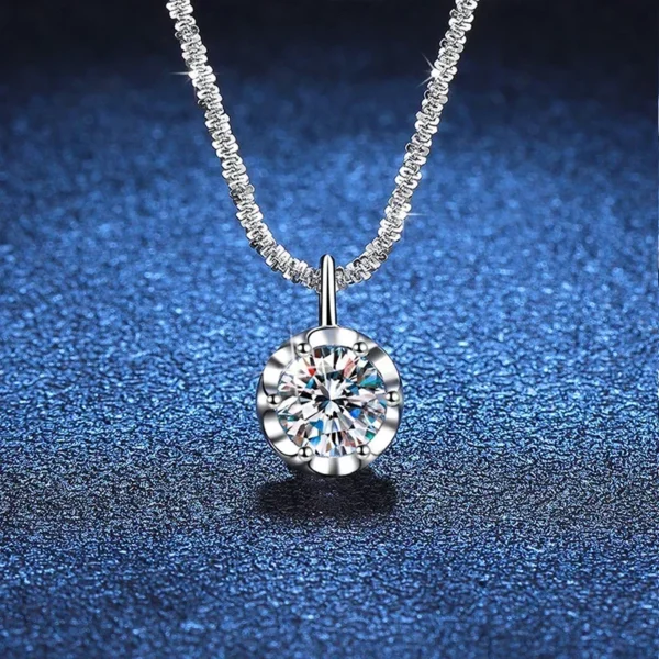2ct Moissanite Necklace Pendant for Women - S925 Sterling Silver Wedding & Party Necklace with Lab-Grown Diamond Gemstone - Image 3