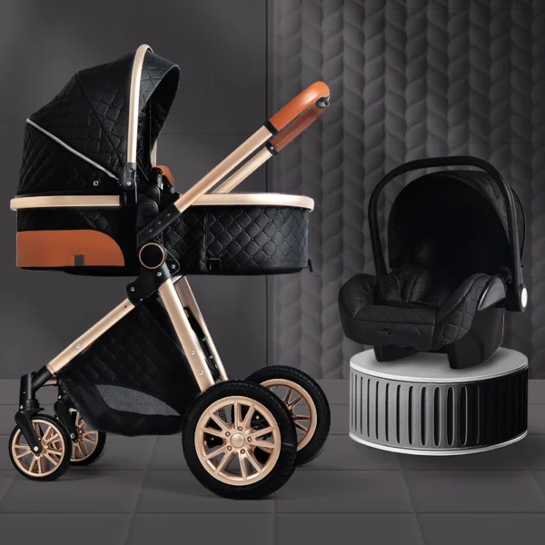 Luxury 3-in-1 High Landscape Baby Stroller – Convertible Pushchair & Infant Carrier - Image 4